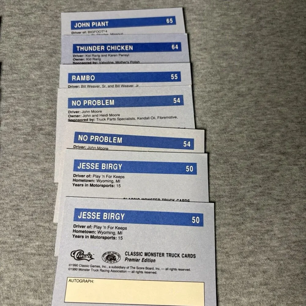 1990 Classic Monster Truck Cards Lot of 137 with Grave Digger Carolina Crusher‎